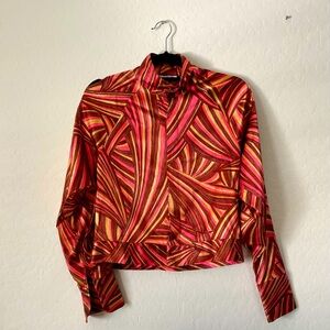 Lew Magram Collection 95% Silk beautiful Retro business blouse Size M